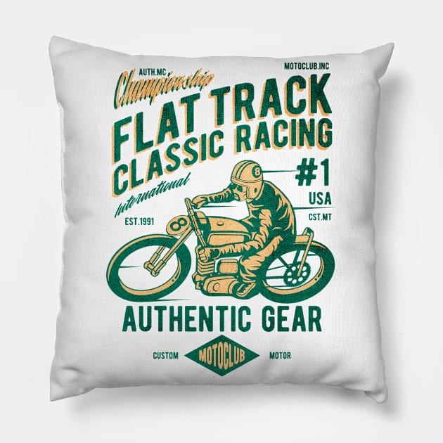 Flat Track Classic Racing authentic Pillow by Tempe Gaul