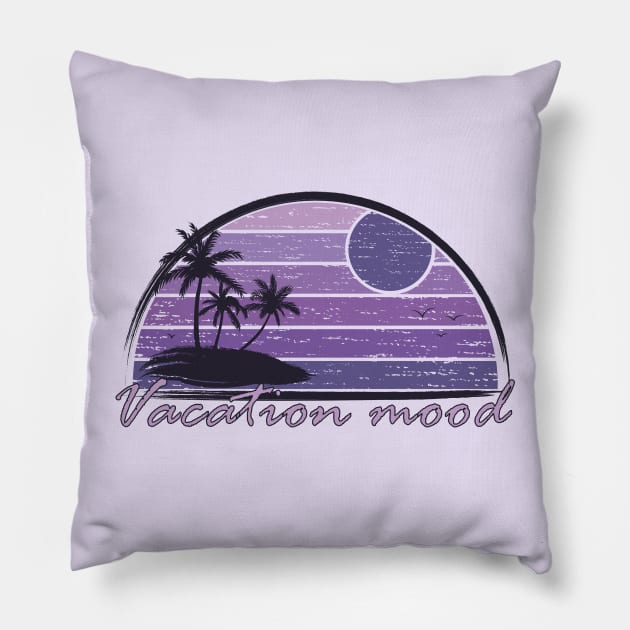 Vintage tropical vacation mood in purple Pillow by ArtfulTat