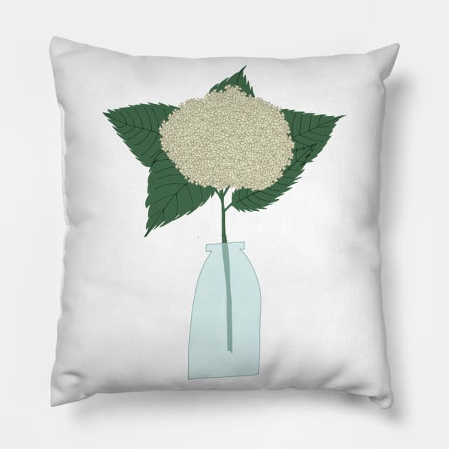 Floral drawing III: white hydrangea png Pillow by Aidi Riera