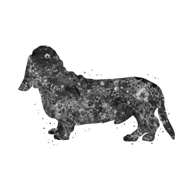 Basset Hound Dog black and white by Yahya Art