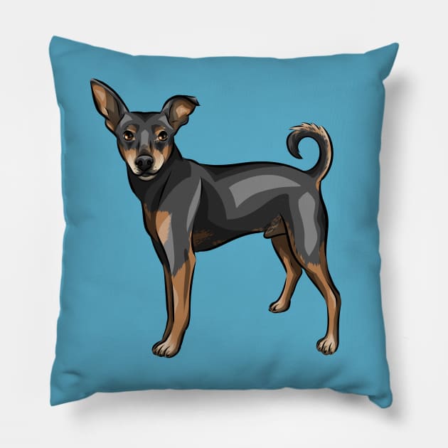 Cute miniature pinscher dog Pillow by Shirin Illustration