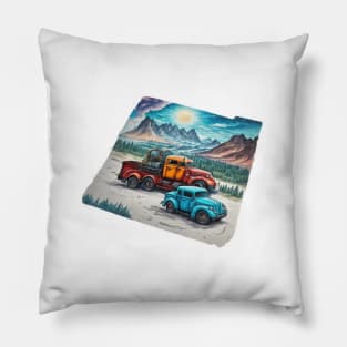 Truck Road Car Road Vintage Since Retro Pillow