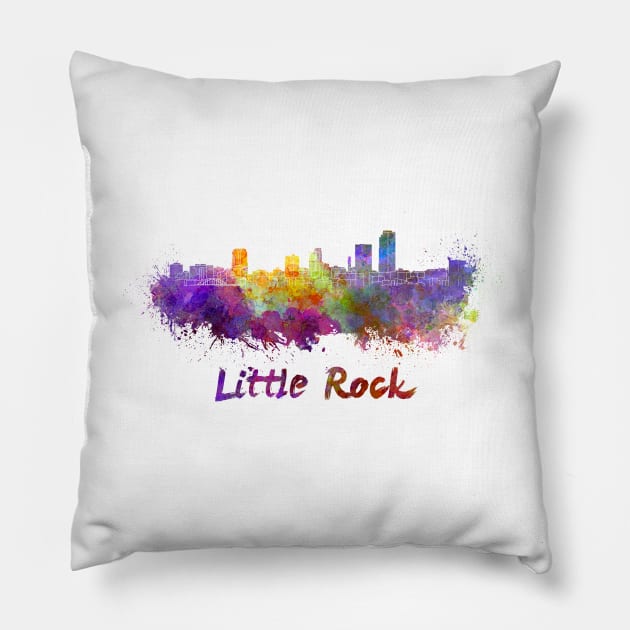 Little Rock skyline in watercolor Pillow by PaulrommerArt