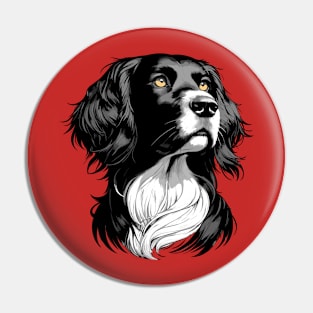 Stunning and Cool Field Spaniel Monochrome and Gold Portrait for Father's Day Pin