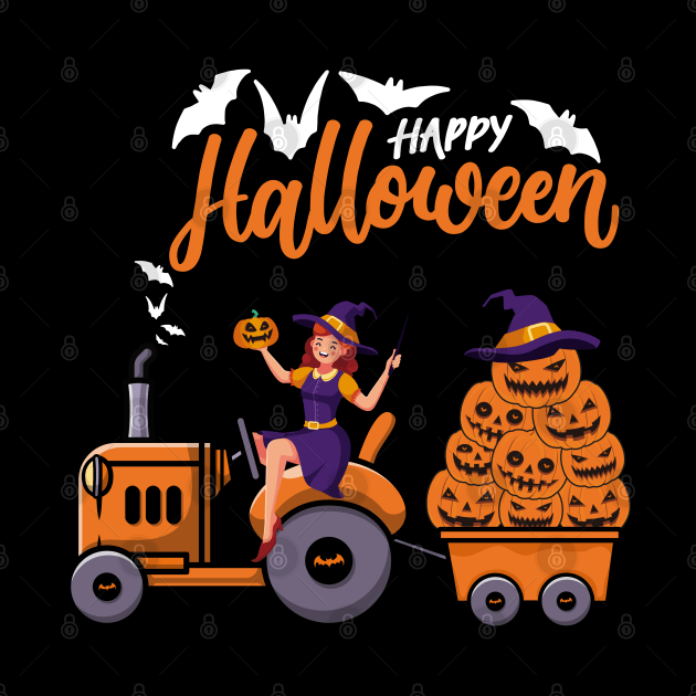 Happy Halloween costume witch Riding Tractor Boys Kids by HBart