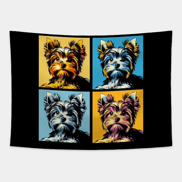 Pop Retro Yorkshire Terrier Art - Cute Puppy Tapestry by PawPopArt