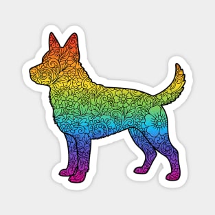 Floral Rainbow Alsatian – Decorative Dog Silhouette Magnet