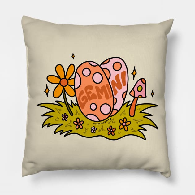 Gemini Easter Egg Pillow by Doodle by Meg