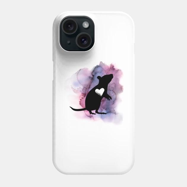 Rat with Heart Watercolor Phone Case by TrapperWeasel