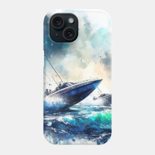 Artistic illustration of speed boats racing off the coast Phone Case