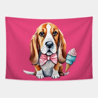 cute basset hound dog ice cream gift ideas Tapestry