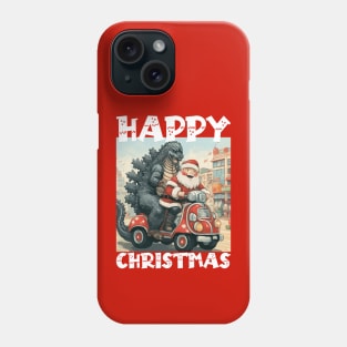 Happy Christmas with Godzilla - 3 Phone Case