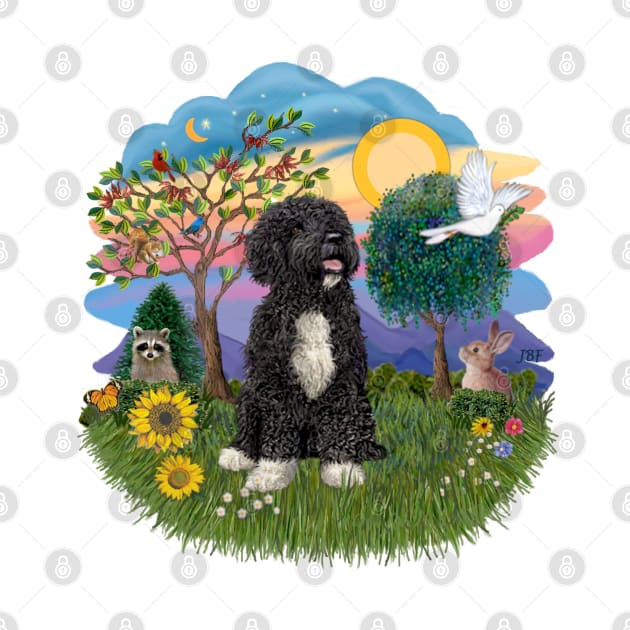 Portuguese Water Dog (White Bib and Paws) by Dogs Galore and More