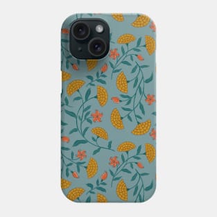 Summer Florals Marigold Pattern - Yellow and Mint Phone Case