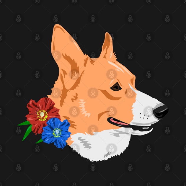 Corgi Floral Portrait by TaliDe