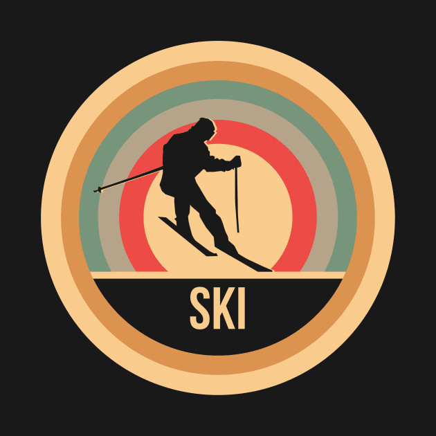 Retro Vintage Skiing Gift For Skiers by OceanRadar