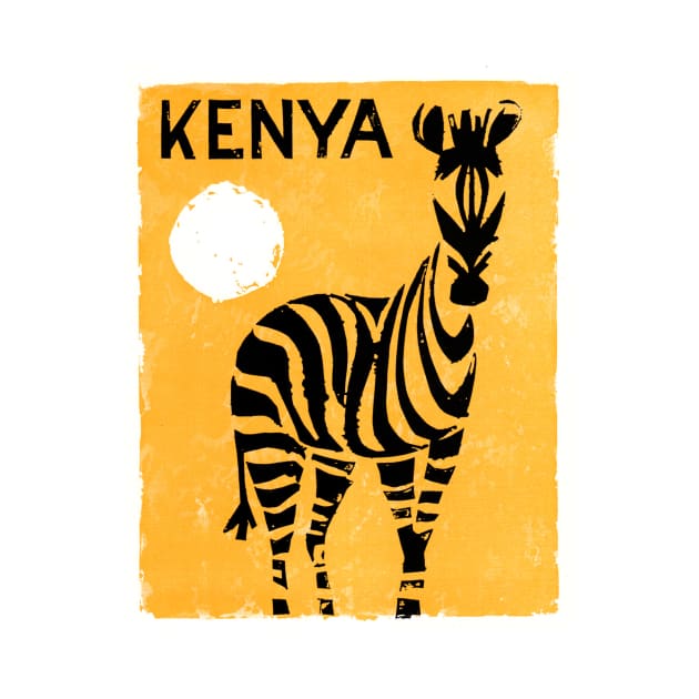 Vintage Travel Poster Kenya Zebra by vintagetreasure