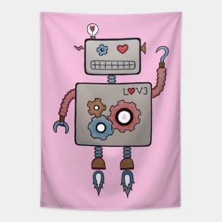 Robot in Love - Cartoon Robot with Heart Eye Tapestry