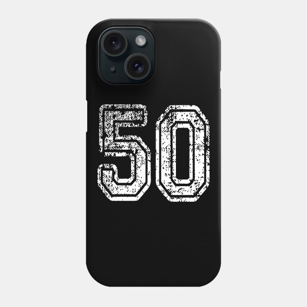 Number 50 Grungy in white Phone Case by Sterling