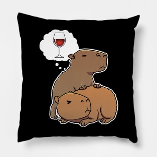 Capybara thirsty for Red Wine Pillow