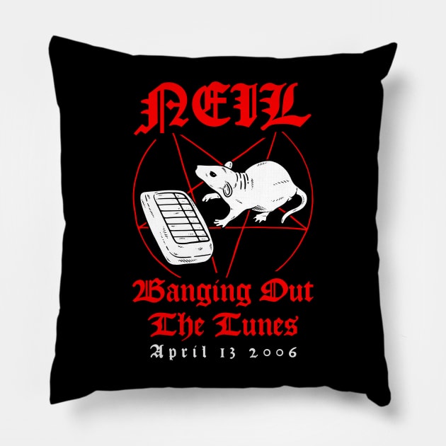 Neil Banging Out The Tunes Pillow by dumbshirts