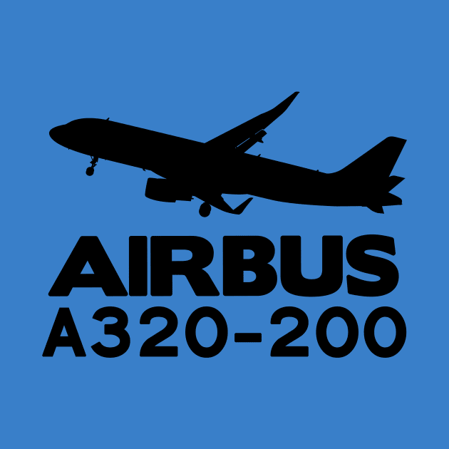 Airbus A320-200 Silhouette Print (Black) by TheArtofFlying