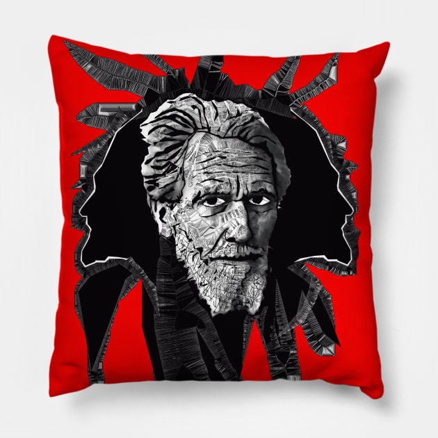 Ezra Pound in Black and White Pillow by Exile Kings 