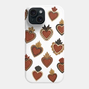 Vintage Mexican Sacred Hearts by Akbaly Phone Case