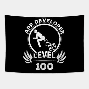 Level 100 App Developer Funny Programmer Gift Tapestry