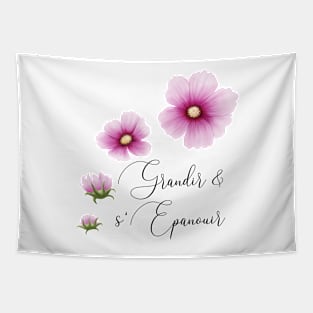 Grow and flourish, blooming cosmos flower or pink cherry tree Tapestry