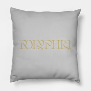 Vintage look Polyphia Distressed Text Bronze Gold Pillow