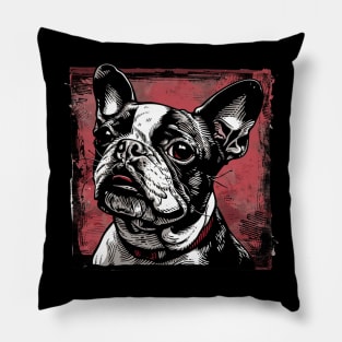 Retro Art Boston Terrier Dog Lover Pillow