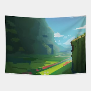 Landscape pixel art Tapestry