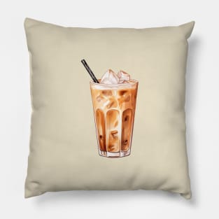 Cute Iced Coffee Illustration Pillow