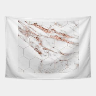 Rose gold hex - rose gold marble Tapestry