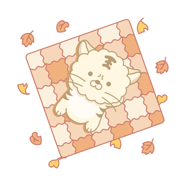 A cute cat in autumn when the leaves fall by choiyoojin