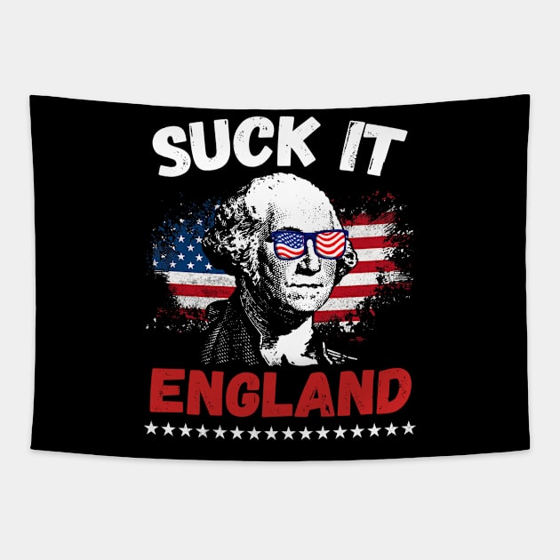 Funny Suck It England 4th of July George Washington 1776 Men Tapestry by mo designs 95