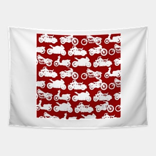 Motorcycle Collection Dark Red Background Tapestry