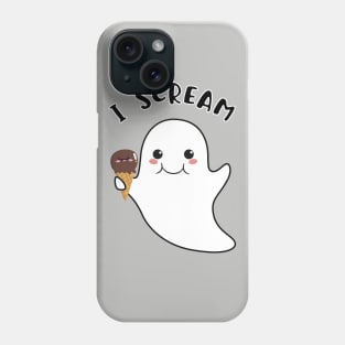 I scream - Cute kawaii halloween ghost with an ice-cream cone Phone Case