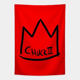 King Chuck III Crown - Name in Crown (black drawing) Tapestry