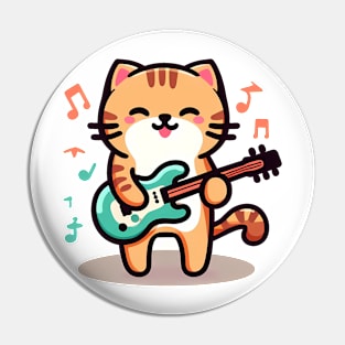 Bass Playing Cat Pin