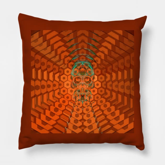 Electroluminated Skull Radiate - Amber Pillow by Boogie 72