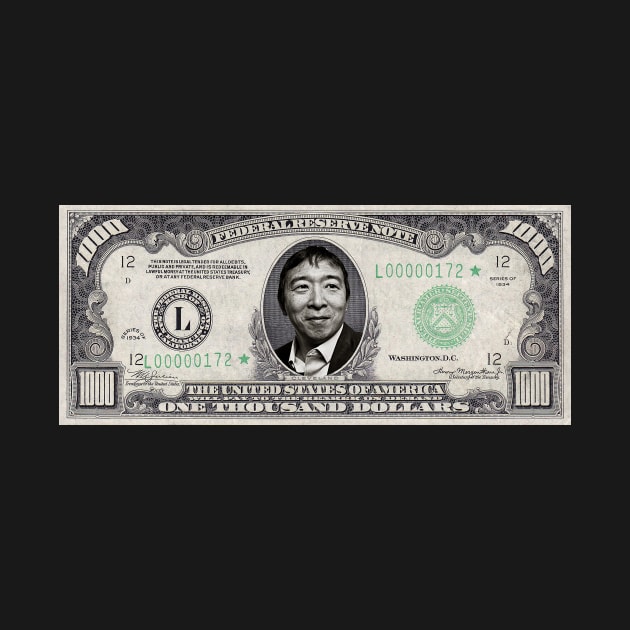 Andrew Yang 2020 thousand dollar bill by kdubdesigns