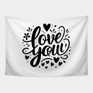 Happy Valentine's design Love You Typography Tapestry