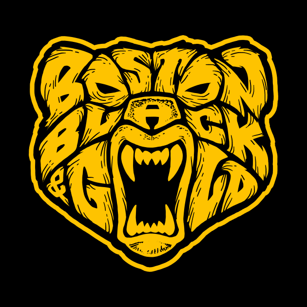 Boston Black & Gold Bear Face by FRGStudios2020