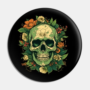 Floral Skull Tattoo Pin