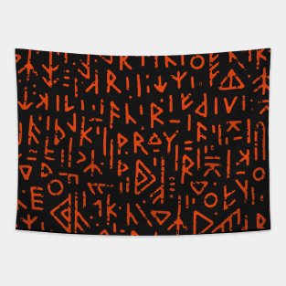 Viking Runes - Red Tapestry