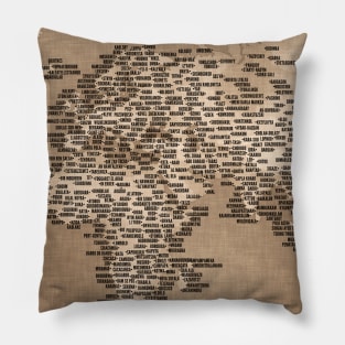 The World Map of Small Towns Pillow