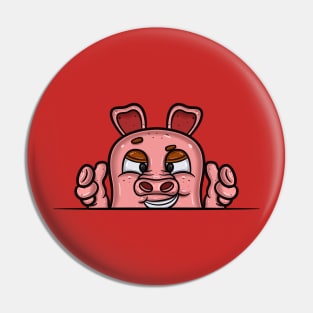 Pig Cartoon With Smug  Face Expression Pin