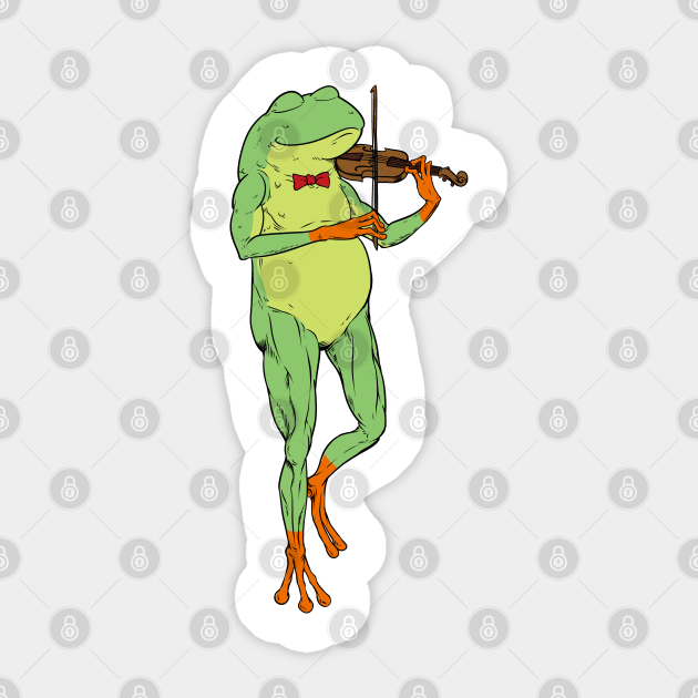 Cartoon frog playing violin - Frog Violin Player - Sticker | TeePublic